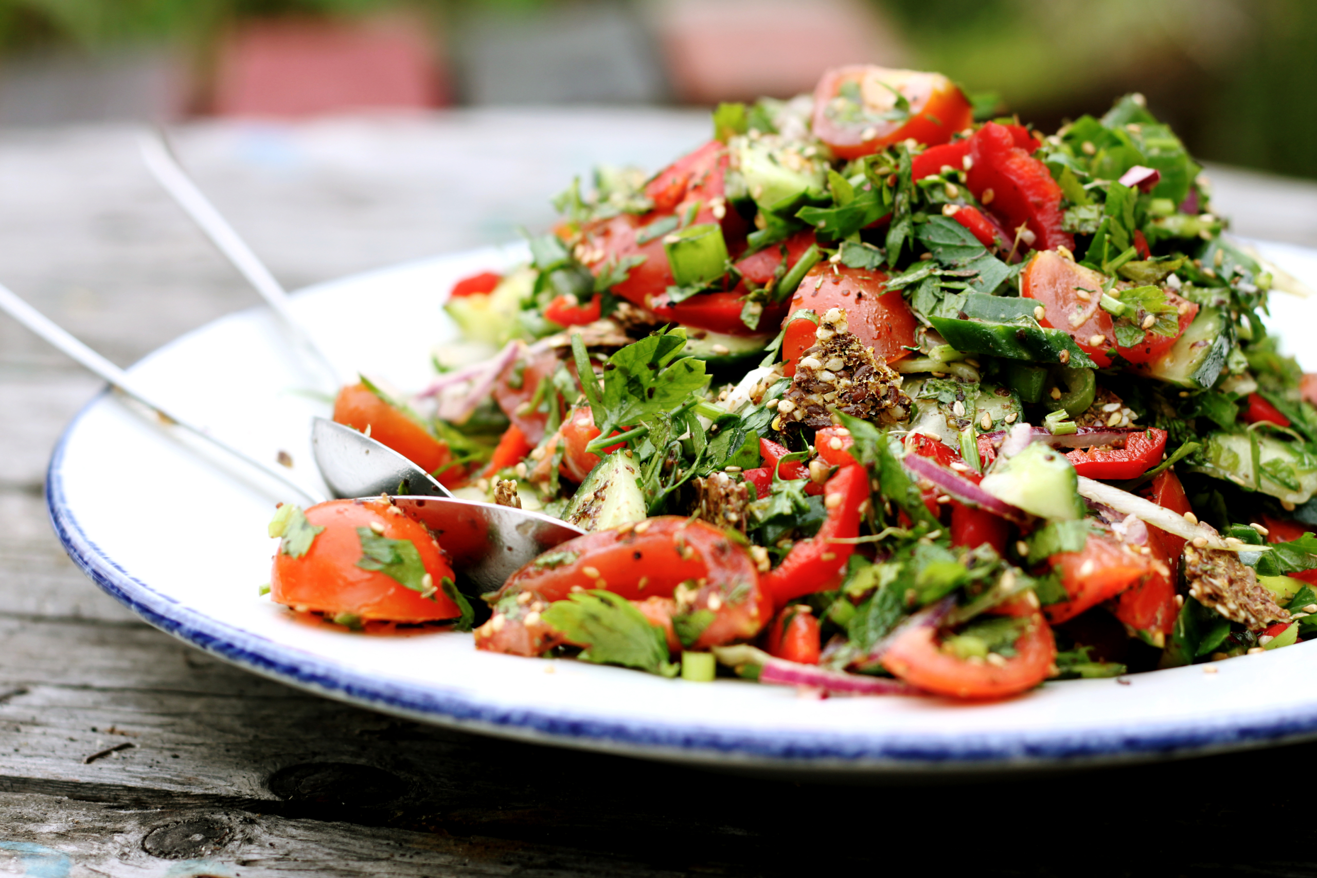 Fattoush Freshness: Middle Eastern Tangy Bread Salad