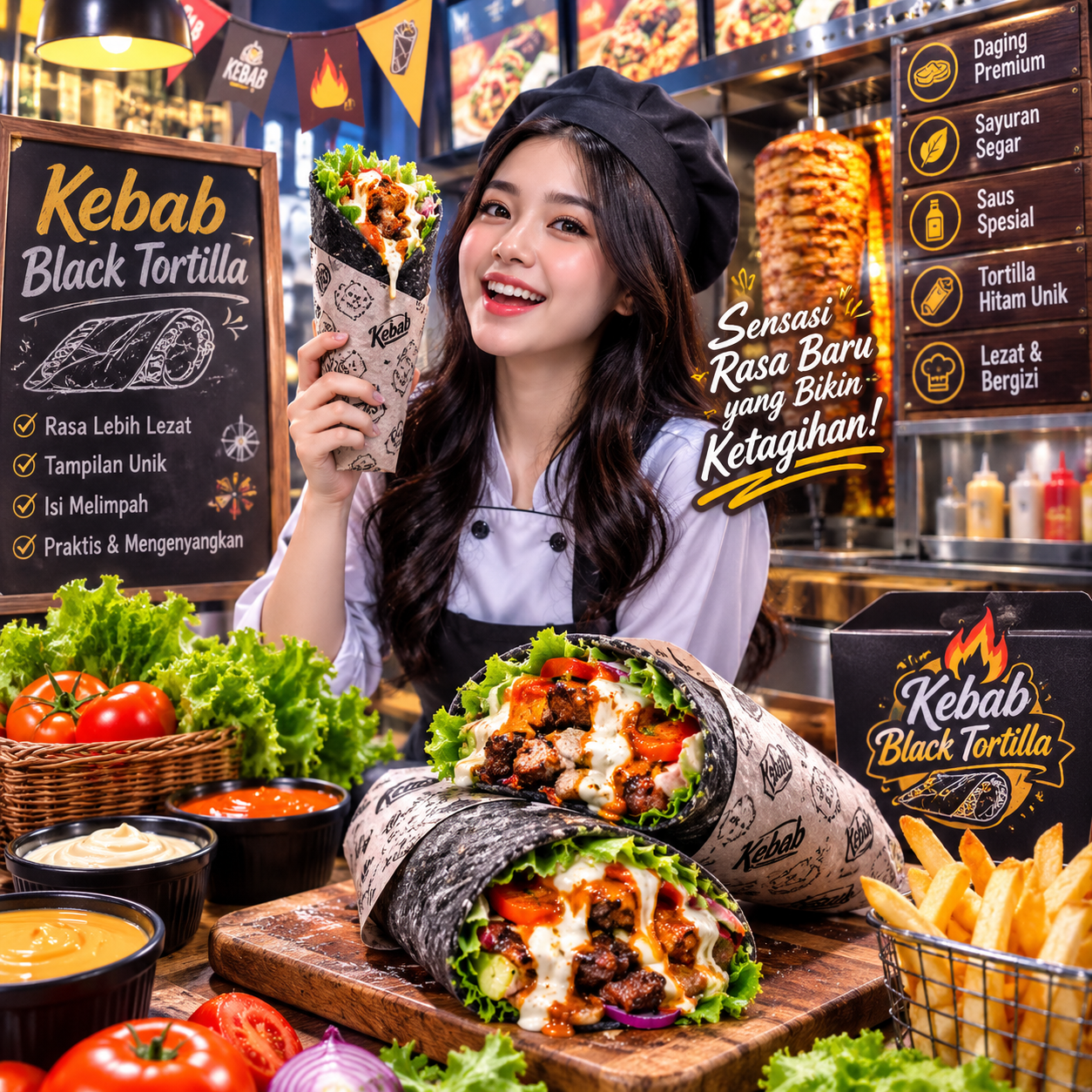 Kebab Black Tortilla, Sensasi Kuliner Gelap yang Menggugah Selera