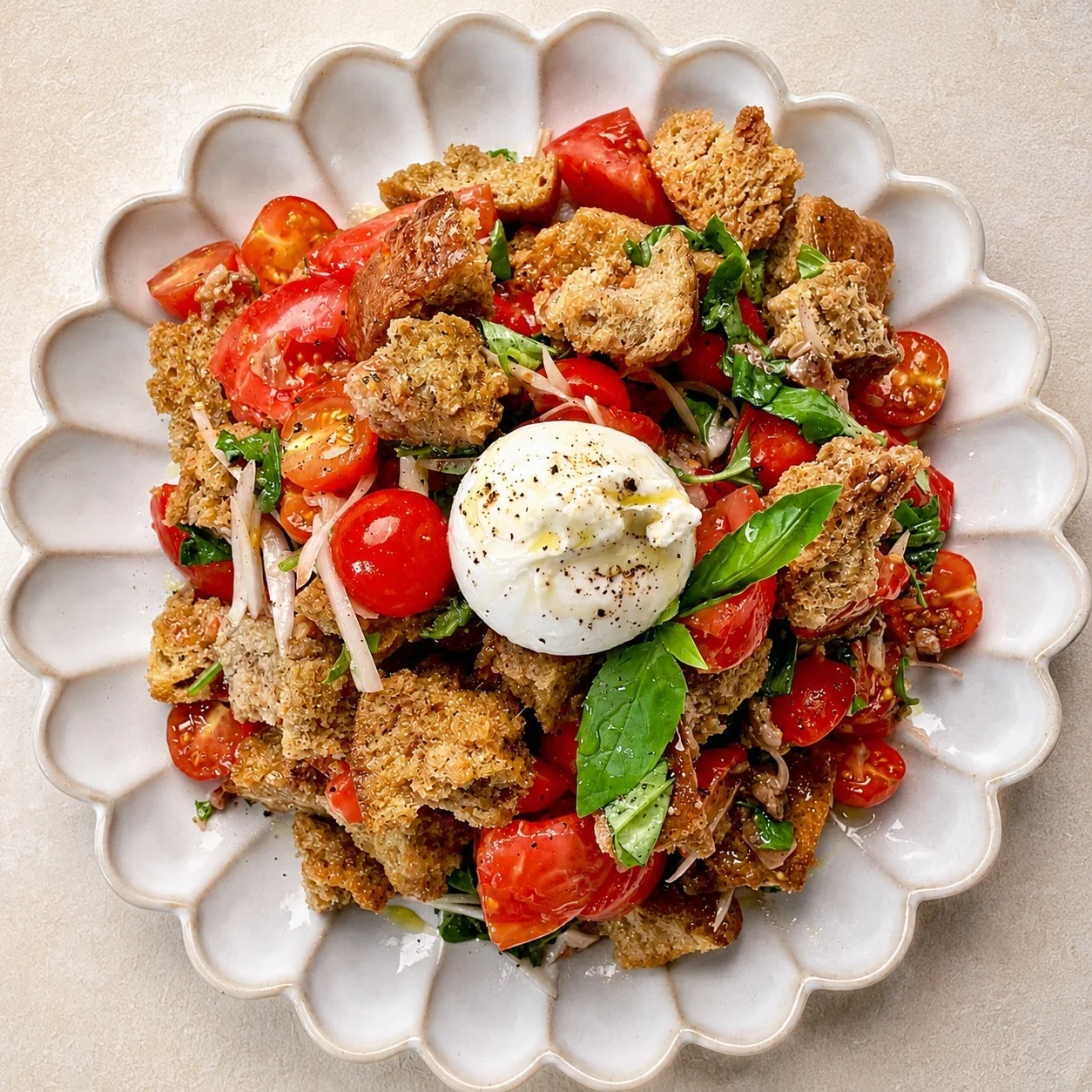 Panzanella Pleasure: Tuscan Bread Salad Bursting With Summer Tomatoes and Basil